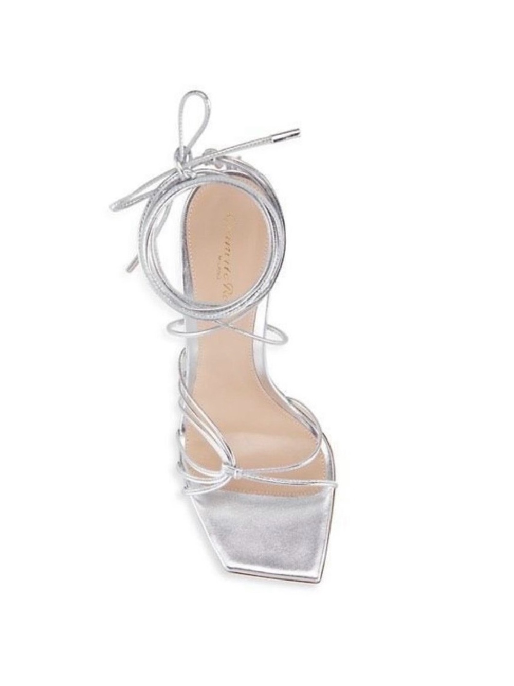 Silver Strappy Ankle-Tie Women's Sandal